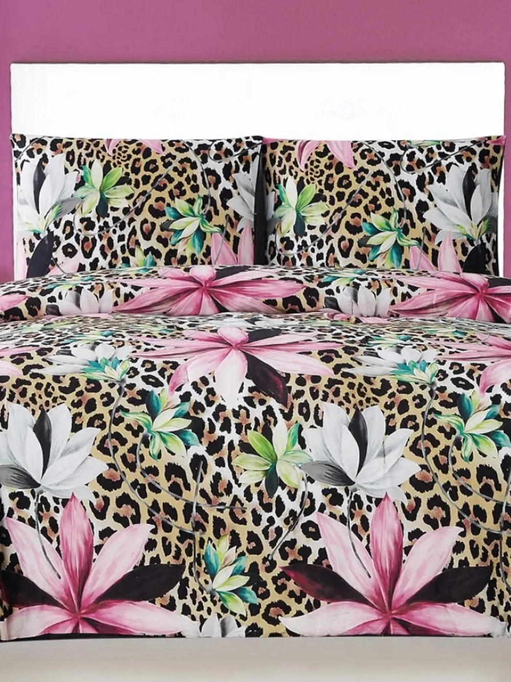 100% Cotton KING Duvet Cover Set Christian Siriano NWT Tahitian leopard floral
